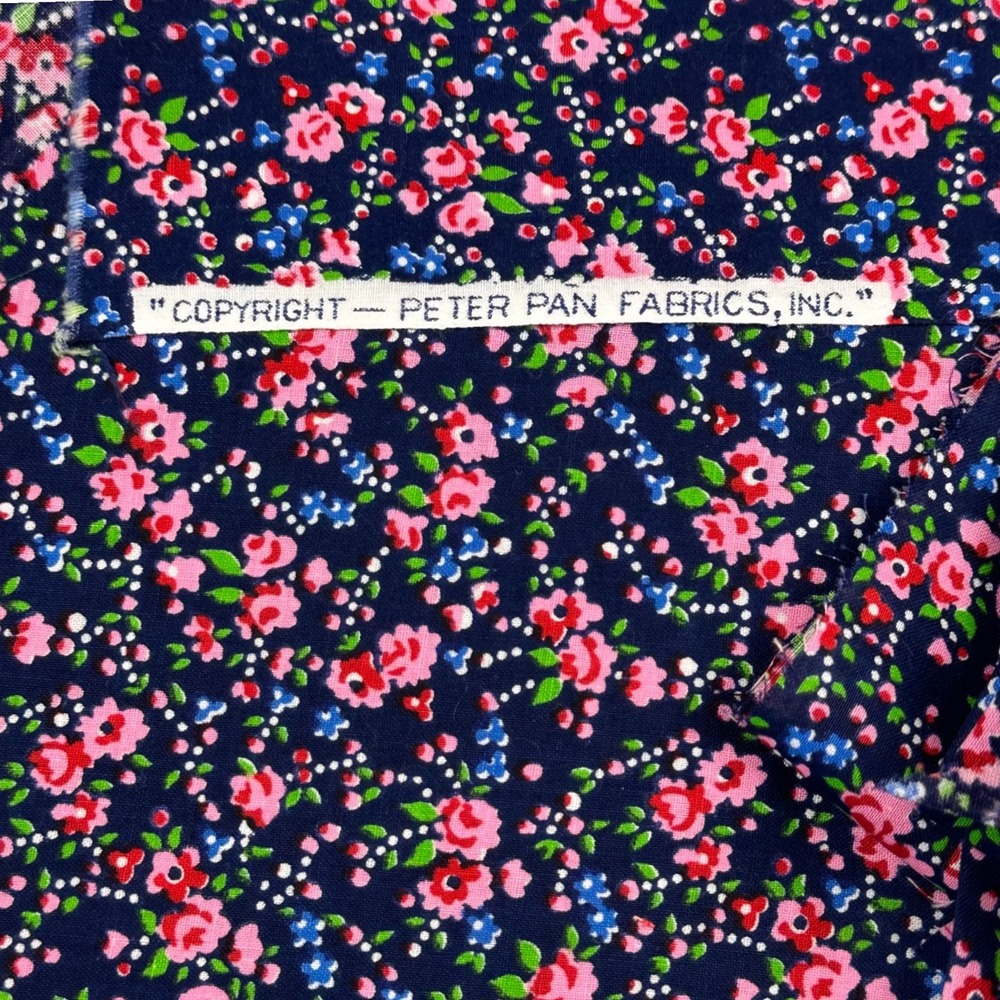 Vintage Peter Pan Fabrics Floral Cotton Quilt Fabric Scrap Remnant Lot